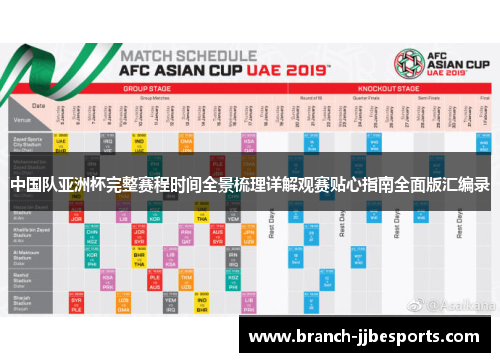 中国队亚洲杯完整赛程时间全景梳理详解观赛贴心指南全面版汇编录 中国队亚洲杯完整赛程时间全景梳理详解观赛贴心指南全面版汇编录